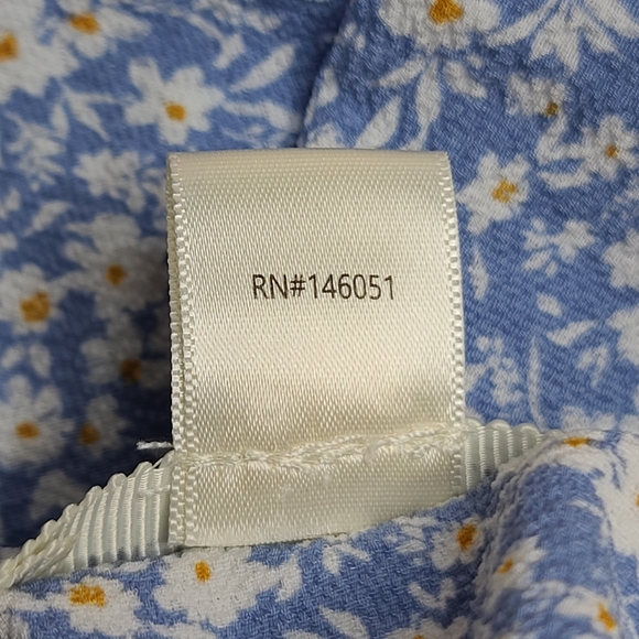 Monteau Women's Medium Blue Floral Print Prairie Midi Dress Scalloped Neck Line - Picture 11 of 13